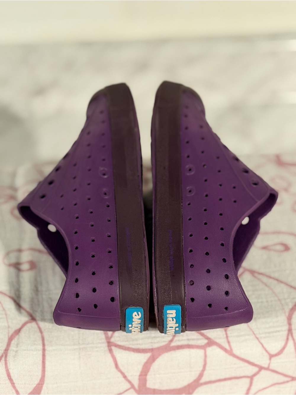 Native Jefferson Bloom Shoes Kids Purple Slip-On Sneakers with Dark Toe C13 - Picture 7 of 12